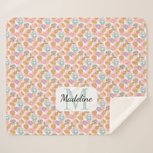 Personalized Tea & Baker Monogram Sherpa Blanket Sherpadecke (Vorderseite (Horizontal))