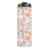 Personalized Tea Book Cat Girl Cute Pastel Pink  Thermosbecher (Vorderseite)