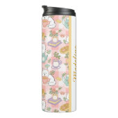 Personalized Tea Book Cat Girl Cute Pastel Pink  Thermosbecher (Nach rechts gedreht)