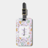 Personalized Tea & Bookish Cats Girl Purple Gepäckanhänger (Vorderseite vertikal)