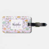 Personalized Tea & Bookish Cats Girl Purple Gepäckanhänger (Rückseite horizontal)