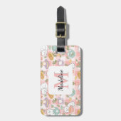 Personalized Tea Bookish Cats Girl Traveling Pink Gepäckanhänger (Vorderseite vertikal)