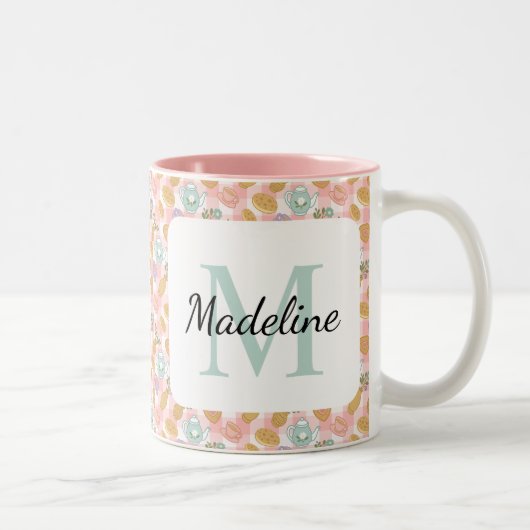 Personalized Tea Lover & Baker Monogram Name Mug Zweifarbige Tasse (Rechts)