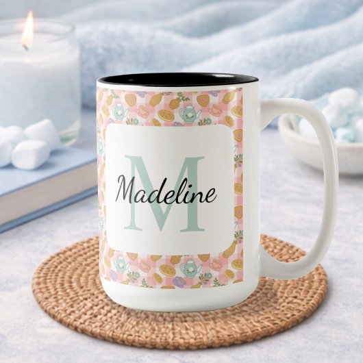 Personalized Tea Lover & Baker Monogram Name Mug Zweifarbige Tasse