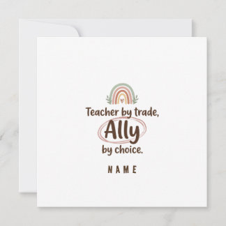 Personalized Teacher Ally Invitation  Announcement Einladung