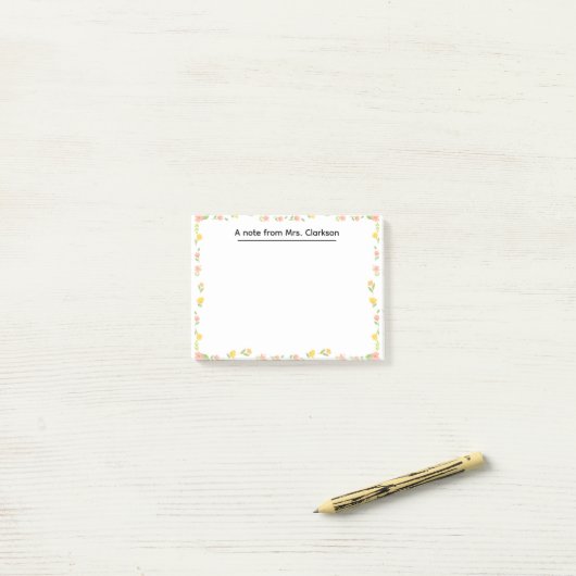 Personalized Teacher Appreciation Floral spring Post-it Klebezettel (Auf Schreibtisch)