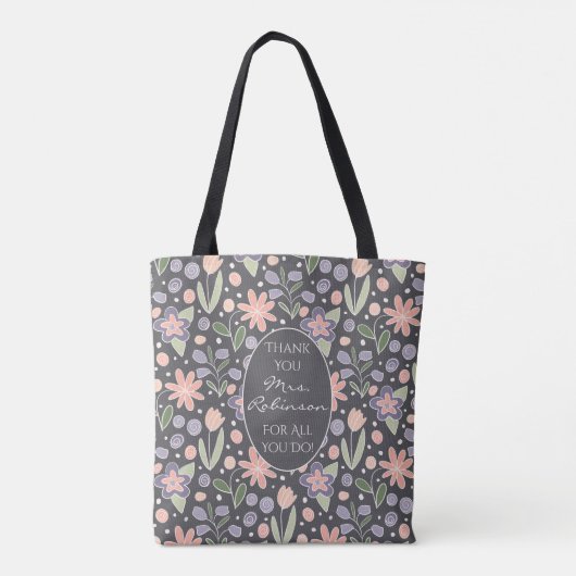 Personalized Teacher Appreciation Tote Bag Tasche (Rückseite)