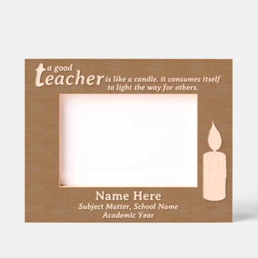 Personalized Teacher Candle Gift, Light on Dark Geätzte Rahmen (Vorderseite)