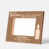 Personalized Teacher Candle Gift, Light on Dark Geätzte Rahmen (Links)