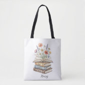 Personalized Teacher Floral Book Stack Custom Gift Tasche (Vorderseite)