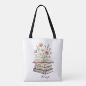 Personalized Teacher Floral Book Stack Custom Gift Tasche (Rückseite)