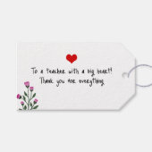 Personalized Teacher Gift Tag - Big Heart  Geschenkanhänger (Vorderseite (Horizontal))