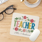 Personalized Teacher Mouse Pad with Floral Design Mousepad