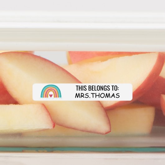 Personalized Teacher Name Labels – Rainbow Design Etiketten (Befestigt)