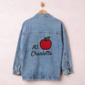 Personalized Teacher Name Red Apple Quarter Jeansjacke (Hangar)
