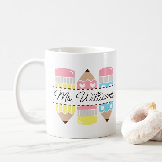 Personalized Teacher Name Teacher Appreciation Kaffeetasse (Mit Donut)
