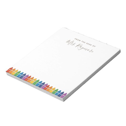 Personalized Teacher Notepad – Rainbow Crayon Appr Notizblock (Rotiert)