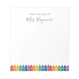 Personalized Teacher Notepad – Rainbow Crayon Appr Notizblock