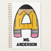 Personalized Teacher Planner – Pencil Initial Planer (Vorderseite)