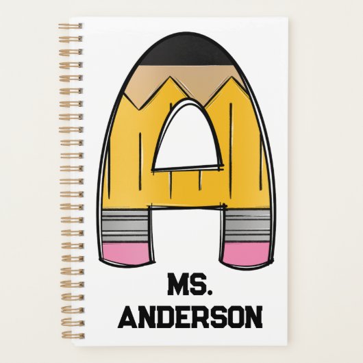 Personalized Teacher Planner – Pencil Initial Planer (Vorderseite)