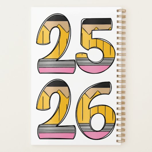 Personalized Teacher Planner – Pencil Initial Planer (Rückseite)