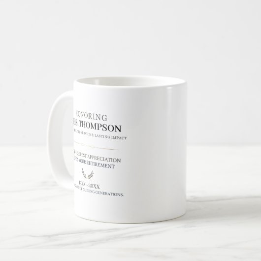 Personalized Teacher Retirement Typography Kaffeetasse (Vorderseite Links)
