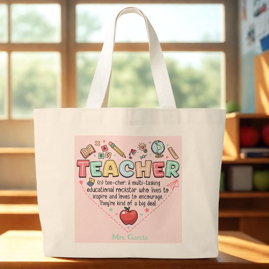 Personalized Teacher Tote Bag Jumbo Stoffbeutel