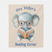Personalized Teacher Watercolor Elephant Reading Fleecedecke (Vorderseite)