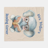 Personalized Teacher Watercolor Elephant Reading Fleecedecke (Vorderseite (Horizontal))
