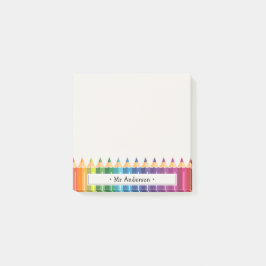 Personalized Teacher's Name Colorful Pencils Post-it Klebezettel