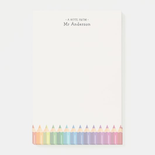 Personalized Teacher's Name Colorful Pencils Post-it Klebezettel (Vorderseite)