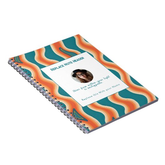 Personalized Teal and Orange Wave Patterned Notizblock (Rechte Seite)