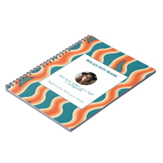 Personalized Teal and Orange Wave Patterned Notizblock (Linke Seite)