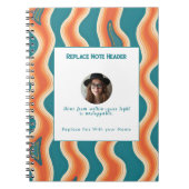 Personalized Teal and Orange Wave Patterned Notizblock (Vorderseite)
