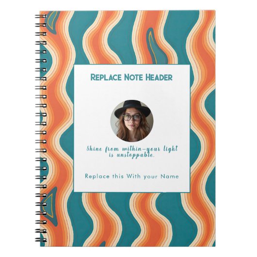 Personalized Teal and Orange Wave Patterned  Notizblock (Vorderseite)