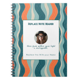 Personalized Teal and Orange Wave Patterned  Notizblock
