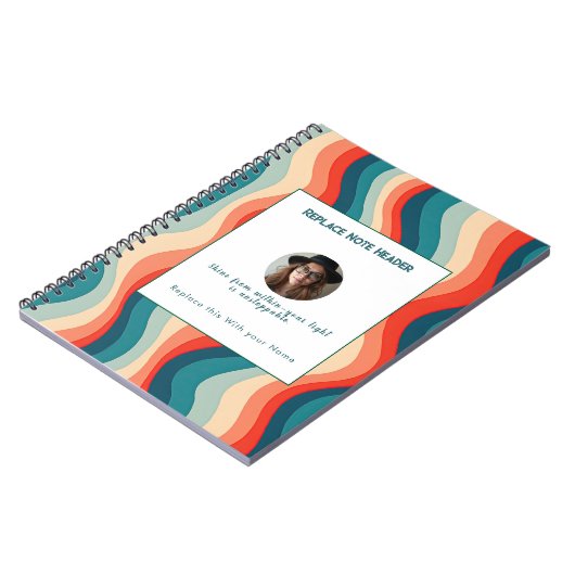 Personalized Teal and Orange Wave Patterned Notizblock (Linke Seite)