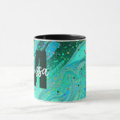 Personalized Teal glitter marble Coffee Mug Tasse (Zentrum)