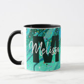 Personalized Teal glitter marble Coffee Mug Tasse (Links)