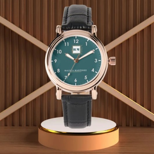 Personalized Teal Minimal custom name green Armbanduhr