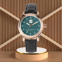 Personalized Teal Minimal custom name green Armbanduhr