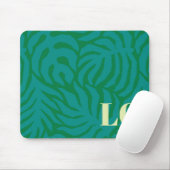 Personalized Teal Palm Leaf Pattern Mouse Pad Mousepad (Mit Mouse)