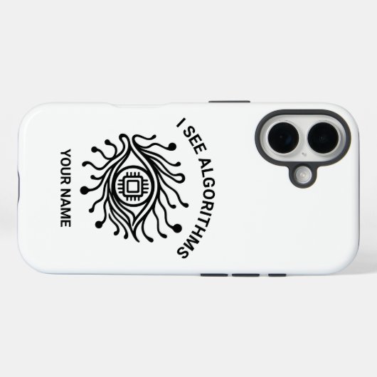 Personalized Tech iPhone Case with Custom Text (Rückseite (Horizontal))