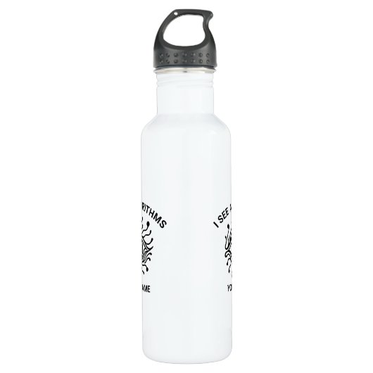 Personalized Tech Water Bottle with Custom Text Edelstahlflasche (Vorderseite)