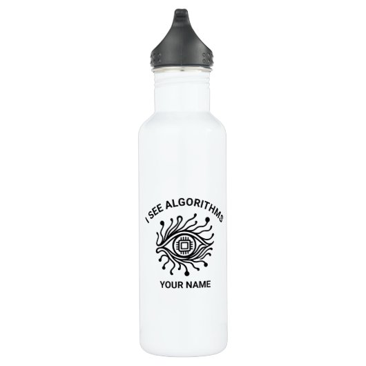 Personalized Tech Water Bottle with Custom Text Edelstahlflasche (Rechts)