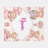 Personalized Teddy Bear Baby Blanket with Name Fleecedecke (Vorderseite (Horizontal))