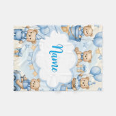 Personalized Teddy Bear Baby Blanket with Name Fleecedecke (Vorderseite (Horizontal))