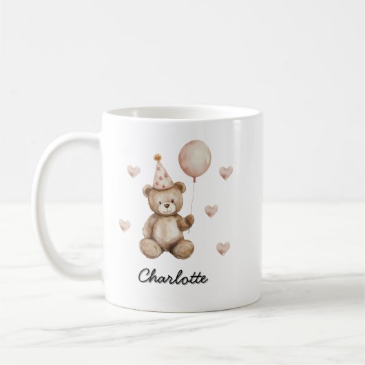 Personalized Teddy Bear Birthday Baby Mug  Kaffeetasse (Links)