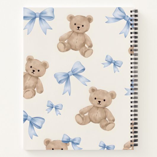 Personalized Teddy Bear & Blue Bow Pattern Notizblock (Rückseite)