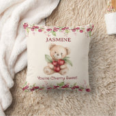 Personalized Teddy Bear Cherry Floral Pillow Kissen (Decke)